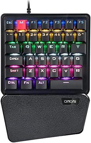 CHONCHOW Mechanical Gaming One Hand Keyboard Blue MX Switch RGB LED Compact Backlit Keypad Braided Wire USB Compatible with PS4 Xbox Android iOS PC Computer