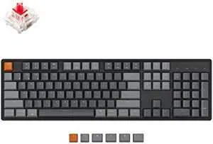 Keychron K10 Full Size 104 Keys Bluetooth Wireless/USB Wired Mechanical Gaming Keyboard for Mac with Gateron G Pro Red Switch/RGB Backlight/Multitasking Computer Keyboard for Windows, Aluminum Frame