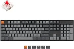 Keychron K10 Full Size Layout RGB Backlit Hot-Swappable Mechanical Gaming Keyboard for Mac Windows, Multitasking 104-Key Bluetooth Wireless/USB Wired Computer Keyboard with Gateron G Pro Red Switch