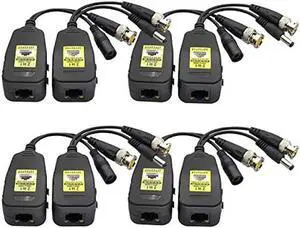 AAOTOKK Power Video Balun DC BNC to Cat5 RJ45 Network Transceiver HD-CVI/TVI/AHD/CVBS with DC Connector for 720P 960P 1080P 3MP 4MP 5MP 8MP CCTV Security DVR Surveillance Camera System(18cm-4Pairs)