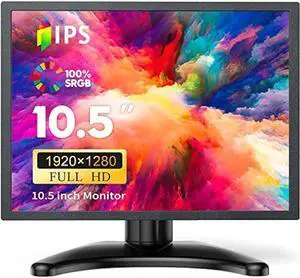 Miktver 10.5 inch Small Monitor, FHD IPS 1920x1280p HDMI Display Screen, Portable IPS Display for Gaming/Computer/CCTV Security Camera