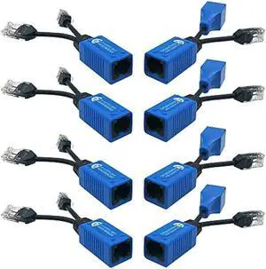 4 Pair PoE Ethernet Splitter, RJ45 Cable Sharing Kits, 2-in-1 Cat5 Combiner for 8 Security IP Cameras NVR Surveillance System