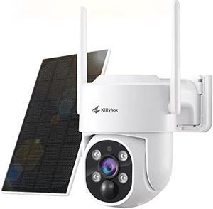 Kittyhok PT Solar Camera Security Outdoor | 2K FHD Security Camera Wireless Ourdoor, Solar Battery Powered, Color Night Vision, Smart Detection, IP66 Weatherproof, Local Recording for Home Security