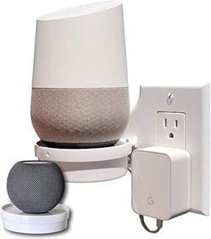 Mount Genie Smart Home Outlet Shelf: Hidden Cord Storage and Extra Custom Short Cords Great for Google Home, Nest, Security Cameras, Smart Speakers, and More