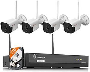 TIGERSECU 1080P WiFi NVR Security Camera System with Two Way Audio, 1TB Hard Drive, 4 Channel NVR with 4 1080P Wi-Fi IP Cameras for Indoor/Outdoor Use