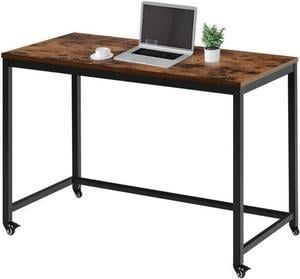 Coral Flower Computer Desk Writing Table Workstation with Durable Scratch-resistant Laminate Surface and Metal Frame, Brown