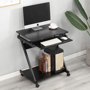 DlandHome Mobile Computer Desk, Mobile Laptop Desk Computer Cart Mobile Z-Metal Sit to Stand Office Desk Rolling Desk Standing Computer Table with Wheels Mobile Desk, Black