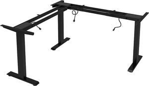 TOPSKY 3-Motor Electric Adjustable Standing and Sitting Computer Desk with 3 Legs for Home and Office 270lb Weight Capacity (Black Frame Only)