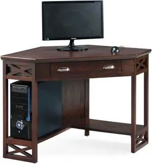Leick Home Riley Holliday Computer Desk with Dropfront Keyboard Drawer, Chocolate Oak