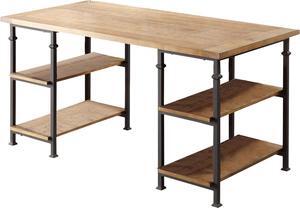 HOMELEGANCE Factory Metal Frame Writing Desk, Rustic Brown