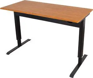 Stand Up Desk Store Pneumatic Adjustable Height Standing Desk Computer Workstation (Black Frame/Teak Top, 48" Wide)