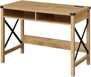 Convenience Concepts Durango Desk with Charging Station, 42", English Oak/Black