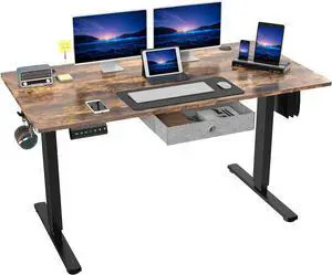 55 Inch Electric Standing Desk with Storage Drawers Height Adjustable Sit Stand Up Computer Work Table Ergonomic Rising PC Workstation for Home Office 55 Inch Electric Standing Desk with Storage Drawers Height Adjustable Sit Stand Up Computer Work Table Ergonomic Rising PC Workstation for Home Office