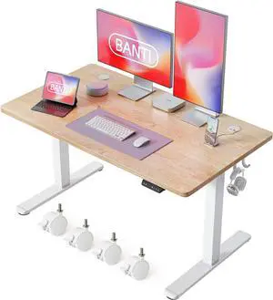 BANTI 48'' Standing Desk, Electric Stand up Height Adjustable Home Office Table, Sit Stand Desk with Splice Board, Maple BANTI 48'' Standing Desk, Electric Stand up Height Adjustable Home Office Table, Sit Stand Desk with Splice Board, Maple
