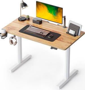 FEZIBO Height Adjustable Electric Standing Desk, 44 x 24 Inches Stand up Table, Sit Stand Home Office Desk with Splice Board, LightRusticbrown