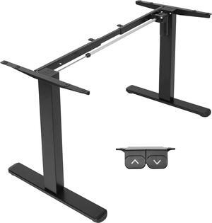 Electric Stand Up Desk Frame Workstation, Single Motor Ergonomic Standing Height Adjustable Base with Simple Controller, Black, DESK-V100EB