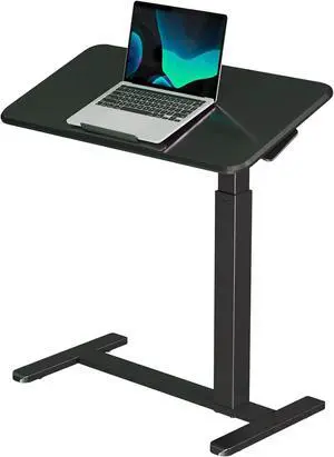 JOYSEEKER Mobile Standing Desk, Height Adjustable Rolling Laptop Desk, 90° Tiltable Overbed Bedside Table, Portable Computer Desk with Wheels, Foldable Laptop Cart for Home Office, Black