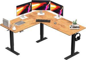 ExaDesk Upgrade Version 63 * 55 inch L Shaped Electric Adjustable Height Standing Desk, Corner Stand Up Desk, Sit Stand Computer L Desk for Gaming Office