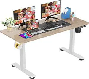 farexon 55 x 24 Inch Electric Standing Desk Adjustable Height, Stand up Desk with Oversized Mouse Pad, Four Memory Heights, 27''-45'' Lifting Range Computer Desk