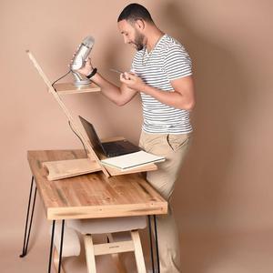 Sleekform Standing Desk Converter - Adjustable Height Sit Stand Workstation for Office and Home, Table Top Wood Portable