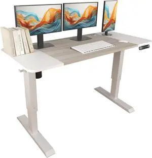 Sileye Height Adjustable Electric Standing Desk, 55x24, White+Oak Sileye Height Adjustable Electric Standing Desk, 55x24, White+Oak