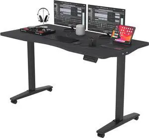 Monomi Height Adjustable Electric Standing Desk, 55 x 28 Inches Stand up Desk, Sit Stand Home Office Computer Desk(Black Frame+Marble Black Top)