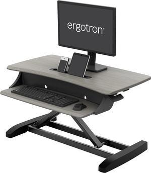 Ergotron  WorkFit-Z Mini Small Standing Desk Converter, Laptop Sit Stand Desk Riser for Tabletops and Home Office  31 Inch Width, Grey Woodgrain