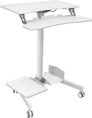 Mount-It! Mobile Computer Cart, Rolling Desktop Workstation with Height Adjustment, Storage Area for CPU and Printer