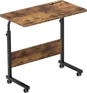 SDHYL Mobile Stand Up Desk Adjustable Laptop Desk with Wheels, 31.5 Inch Workstation Laptop Desk Student Desk Sit Stand Desk, Mobile Ends Desk, Rustic Brown