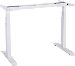 UNICOO - Electric Stand Up Desk Frame with Dual Motor, 3 Stage Up Lifting Legs, Rise UP Electric Adjustable Height and Width Standing Desk Frame with 4 Memory Keypad (Dual Motor Frame - White)