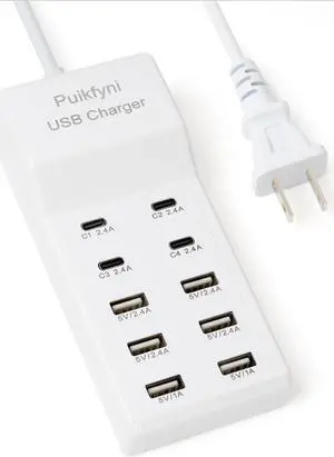 Portable USB C Charging Station,USB-C 4-Ports, Hub 10-Ports USB Charger Dock for Multiple Devices Phones Tablet Smartwatch Headphones Speakers (Ivory USBC) Portable USB C Charging Station,USB-C 4-Ports, Hub 10-Ports USB Charger Dock for Multiple Devices Phones Tablet Smartwatch Headphones Speakers (Ivory USBC)