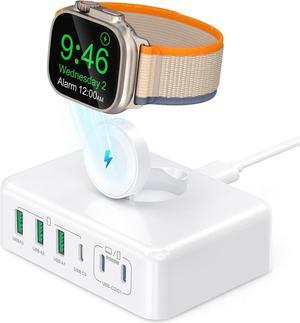 170W USB C Charging Station Block, Travel Charger for Multiple Devices, USB C Charger Plug for iPhone 16 15 14 13 12 Series, Apple Watch Ultra SE 10 9 8 7 6 5 4 3 2, AirPods, MacBook Pro Air, iPad