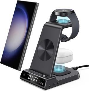 Wireless Charger for Samsung Devices, 4 in 1 Samsung Charging Station for Galaxy S23 Ultra/Z Fold5/Z Flip5/S23/S22 Ultra/S22, Galaxy Watch Charger for Galaxy Watch 6/6 Classic/5/5 Pro/4, Galaxy Buds 2
