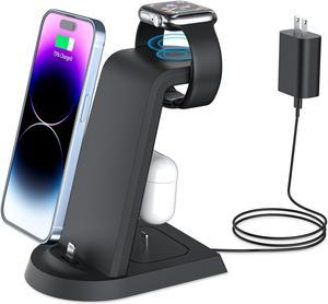 3 in 1 Charging Station for iPhone 14 13 12 11 X Pro Max  Apple Watch Wireless Charger Stand Dock for AirPods Multiple Apple Devices