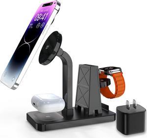 4 in 1 Wireless Charging Station  20W Charger Fast Magnetic Charger Stand for Apple Product iPhone 15 14 13 12 Series AirPods 23Pro iWatch Ultra87SE65432 iPad Stand Dock