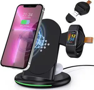 3 in 1 Charger for Fitbit Charge 5/Charge 6/Luxe, Charging Station for iPhone 15/14/13 Pro Max/12/11/8, for Samsung Galaxy S23 S22+ S22, for AirPods Pro/3&Galaxy Buds Pro