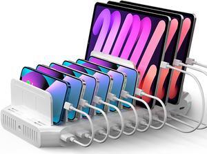 USB C Charging Station, 120W 10 Port Type C Charging Organizer for Multiple Devices, iPhone, Smartphones, Tablets, Supports 10 iPads Charging Simultaneously- [UL Certified]