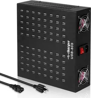 Multiple USB Charging Station 80 Ports 800W(150A) Fast Charger Station with Power Switch Desktop Charging Station for Multiple Devices Compatible with Cell Phones iPad Kindle Tablet