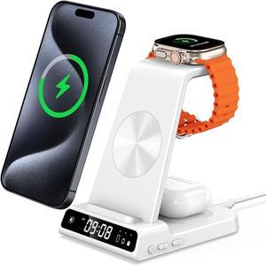 leChivée Wireless Charger for Apple Devices, 3 in 1 Wireless Charging Station Dock for iPhone 15 Pro Max/15 Pro/15/14/13/12, Apple Watch Charger for iWatch Ulltra 2/9/8/7/SE/6/5/4/3, AirPods Pro/3/2