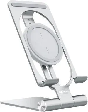 Nillkin Fast Wireless Charger - Metal Foldable and Adjustable Wireless Charging Stand for iPhone 16 15 14 13 12, Samsung Galaxy S25 S24 S23 S22 S21 Ultra/Plus and Android Phones, Mystic Silver