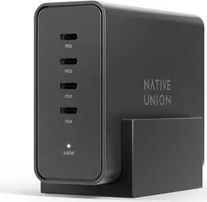 Native Union Fast GaN Charger PD 140W 4-Port Power Delivery 3.1 Desktop Charging Station with Desk Stand for MacBook Pro, iPads, iPhones, Pixel, Galaxy & Most Type-C Devices Native Union Fast GaN Charger PD 140W 4-Port Power Delivery 3.1 Desktop Charging Station with Desk Stand for MacBook Pro, iPads, iPhones, Pixel, Galaxy & Most Type-C Devices