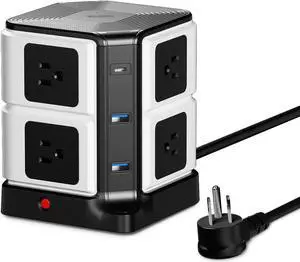 BESTEK USB Power Strip 8-Outlet Surge Protector 1500 Joules with 40W/8A 6 USB Charging Station, Etl Listed, Dorm Room Accessories