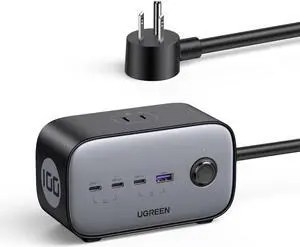 UGREEN 100W USB-C Charging Station with AC Outlet, Nexode 7-in-1 GaN Power Strip for Home and Office, with 3 AC, 3 USB C & 1 USB A, 6ft Extension Cord, for MacBook Pro/Air, iPhone 15, Galaxy S24, iPad