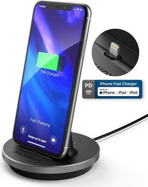 Encased iPhone Charger Stand (MFi Certified) Lightning Desktop Holder Dock with Built-in USB-C Cable for Fast Charging Apple iPhone 14 Pro Max/ 13/12/11/X/Xs/XR/8