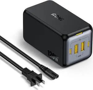 USB C Charger 4 Port 120W Desktop USB Charger Station GaN+ Laptop Fast Charger Compact USB-C Charging Station for MacBook Pro/Air XPS iPad Pro iPhone15/14/13/12/Pro Max Galaxy
