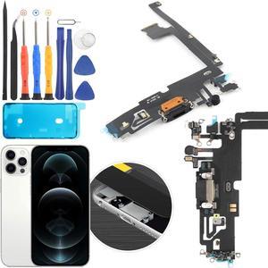 Dock Connector for iPhone 12 Pro Max USB Charging Port Flex Cable Replacement for iPhone 12 Pro Max Charger Dock Board Connector Assembly with Tools(Black)