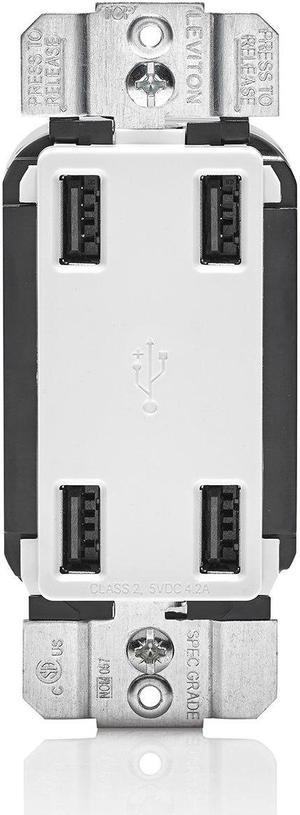 Leviton USB4P-W 4.2-Amp High Speed 4-Port USB Charger, White