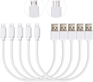 Short Micro USB Cable 5 Pack, 1FT White Android USB Charging Cord for Fast Charge & Sync Data, High Speed USB 2.0 Compatible with , HTC, Motorola, Nokia, Kindle, MP3, Tablet and More