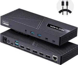 WAVLINK USB-C Triple Display Docking Station  3X HDMI, 2X DisplayPort, 100W PD, 6X 10Gbps USB Ports, Gigabit Ethernet for MacBook M1/M2/M3/M4, Windows & More