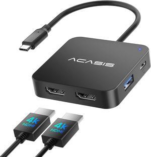 ACASIS USB C Hub Dual HDMI, USB C to Dual HDMI Adapter, 100W PD Charging, 5Gbps USB C and USB A Data Ports, USB C Docking Station Dual Monitor Adapter for MacBook//HP/Surface/Lenovo/Steam Deck